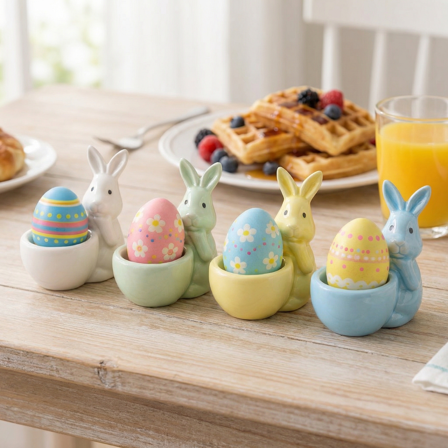 Spring Ceramic Pastel Easter Bunny Egg Holders