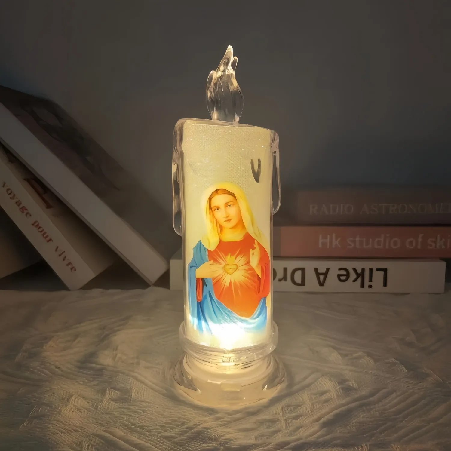 Flickering LED Virgin Prayer Candle Light