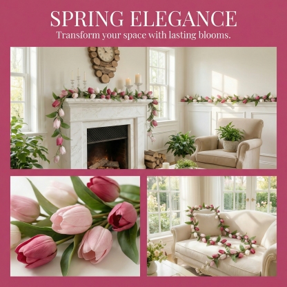 Soft Blush & White Faux Tulip Garland