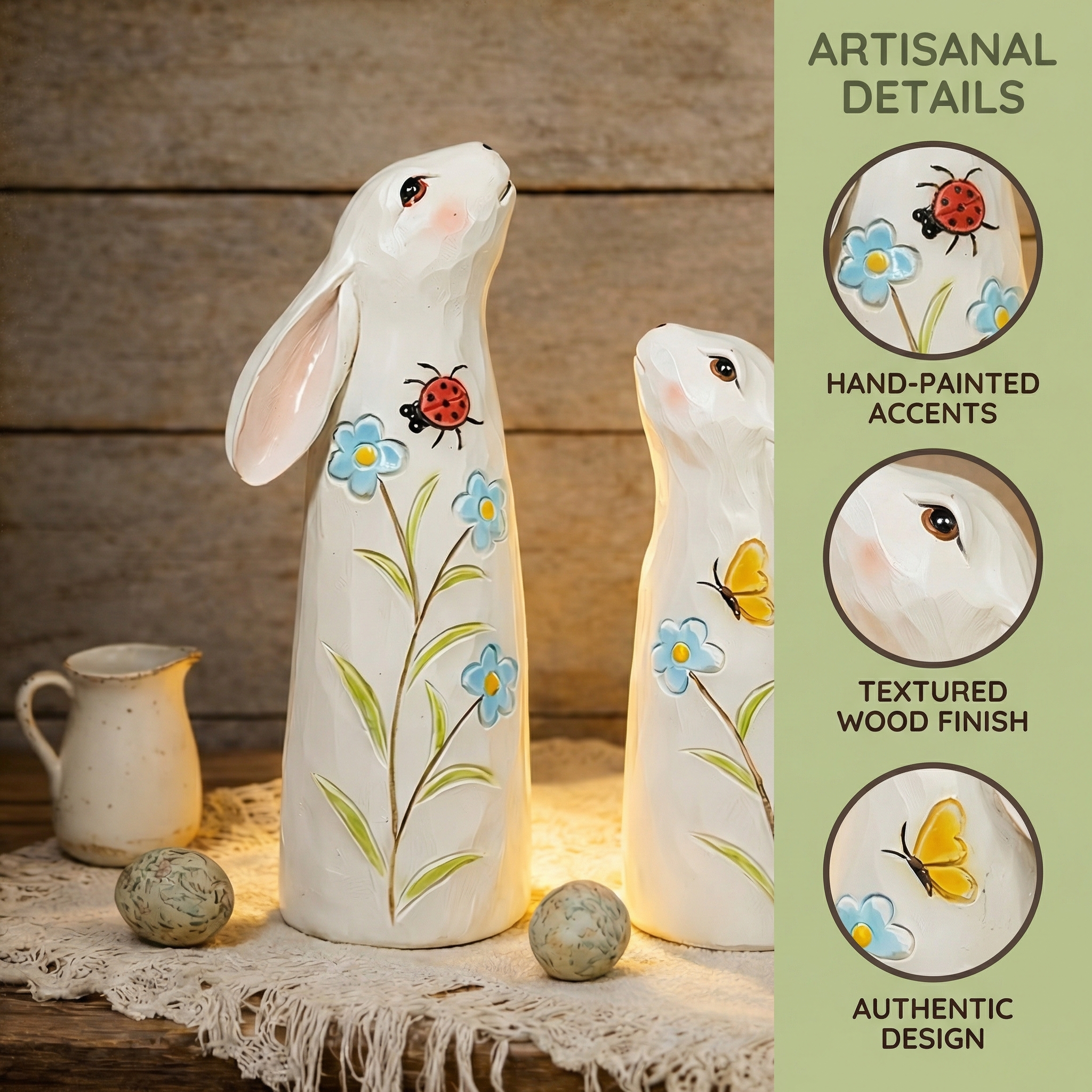 Hand-Painted Spring Bunny Figurines