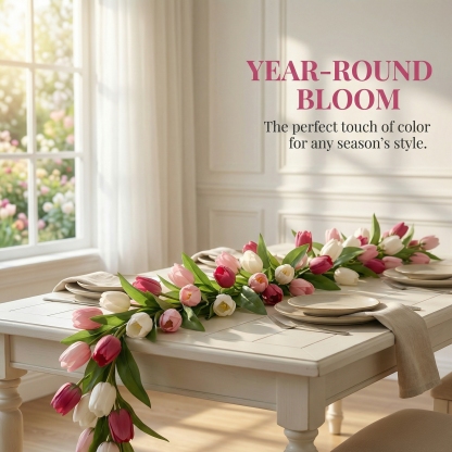 Soft Blush & White Faux Tulip Garland