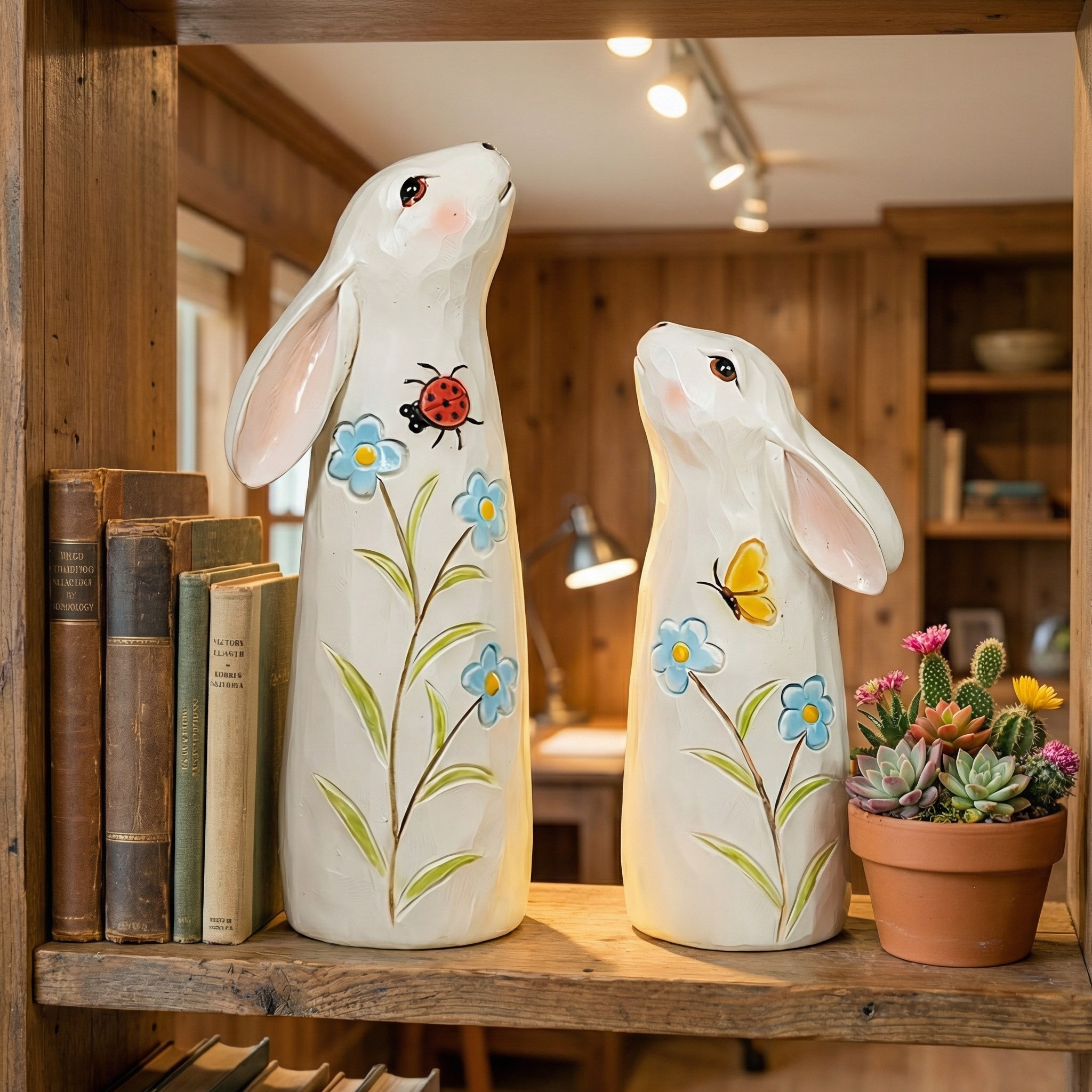 Hand-Painted Spring Bunny Figurines