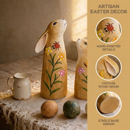 Hand-Painted Spring Bunny Figurines