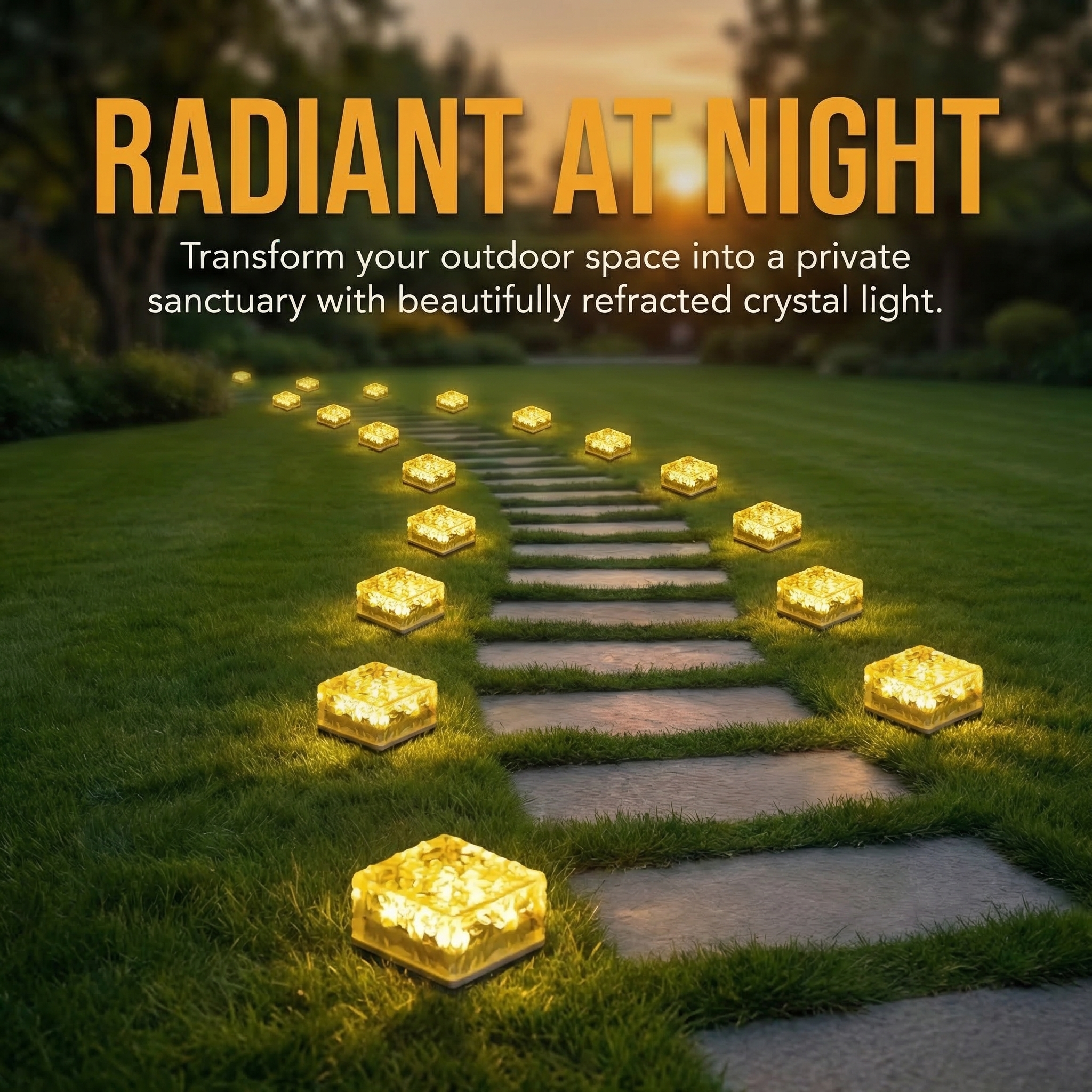 Outdoor Solar Crystal Ice Brick Lights – Soft Warm Glow