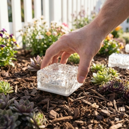 Outdoor Solar Crystal Ice Brick Lights – Soft Warm Glow