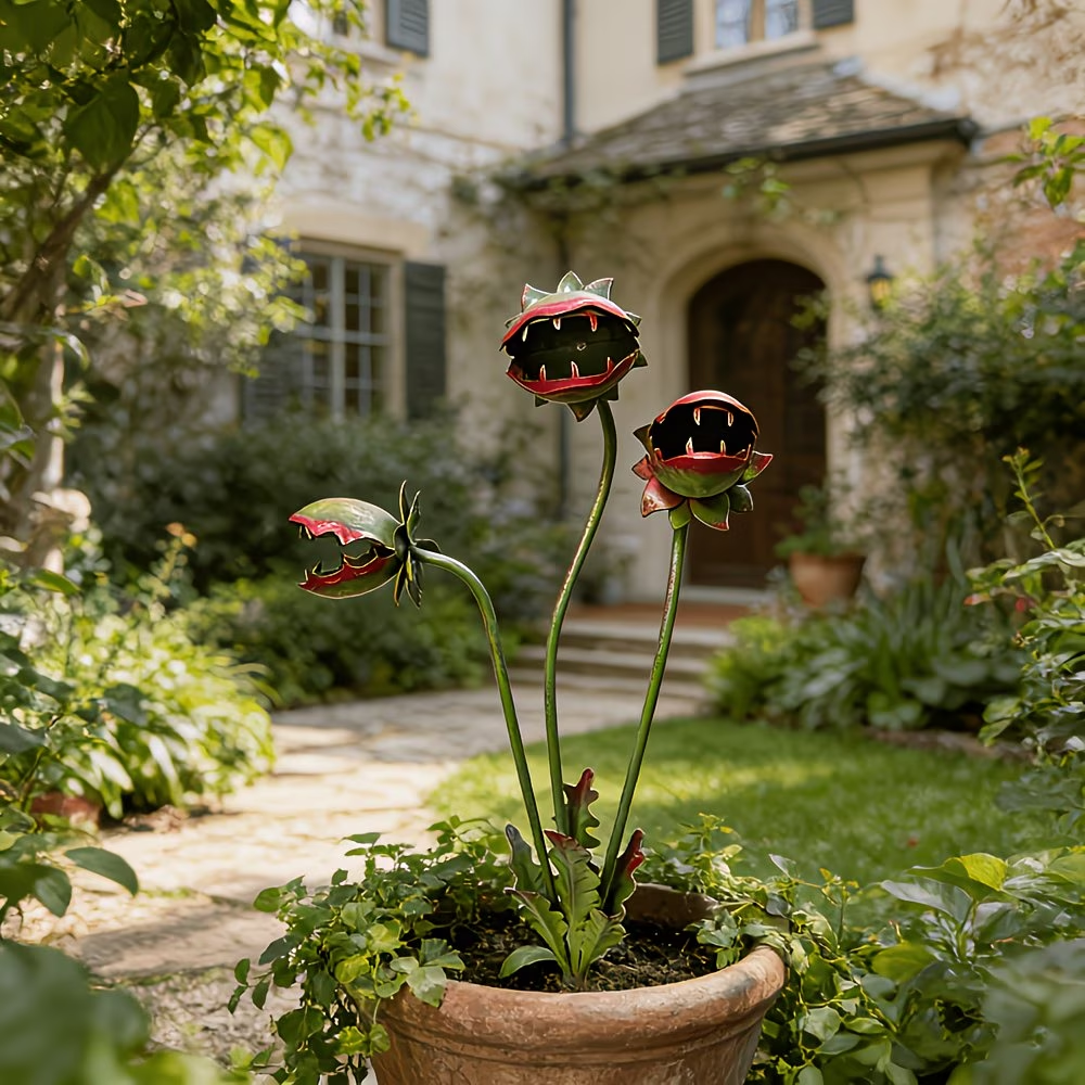 Whimsical Venus Flytrap Garden Stake