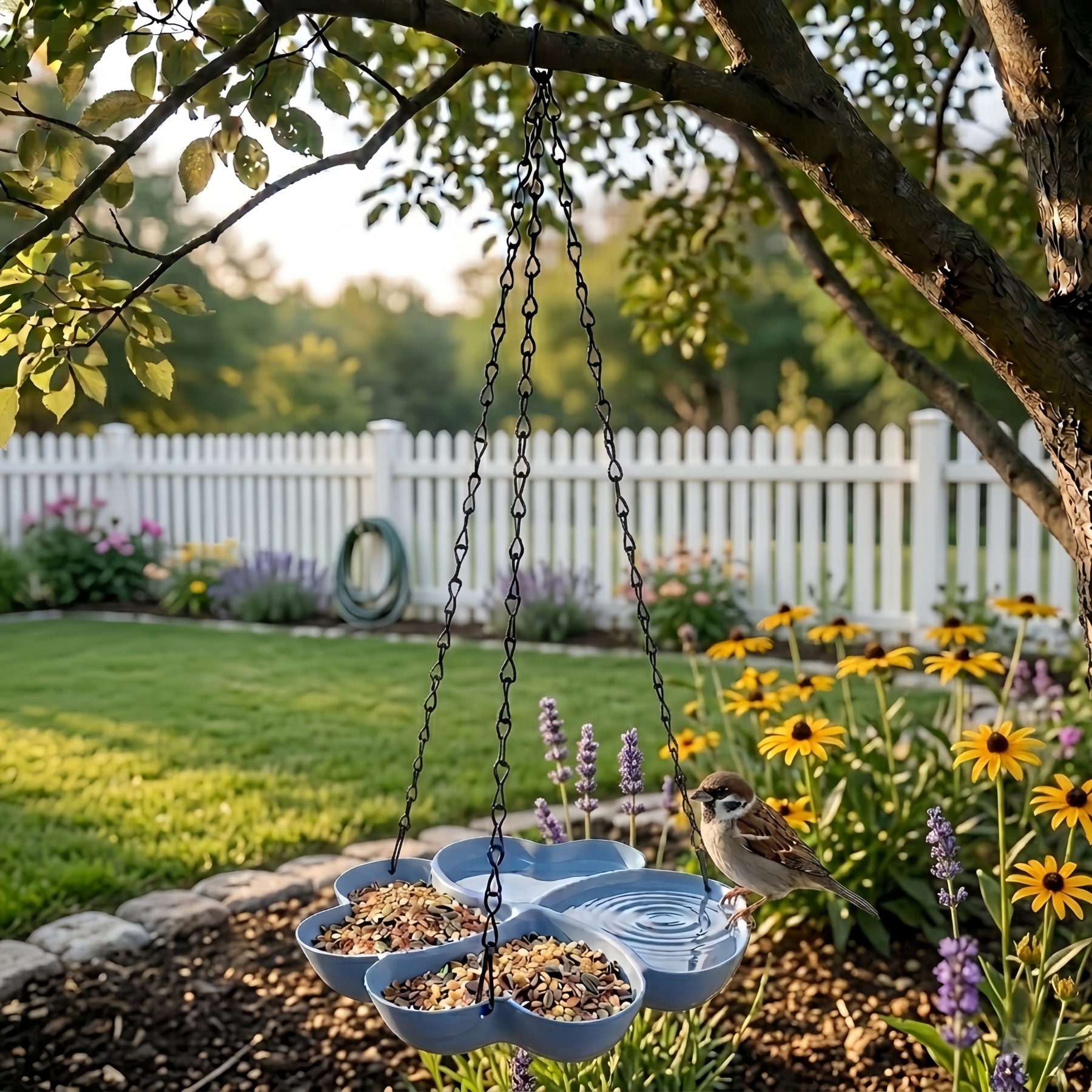 All-in-One Hanging Bird Feeder Tray