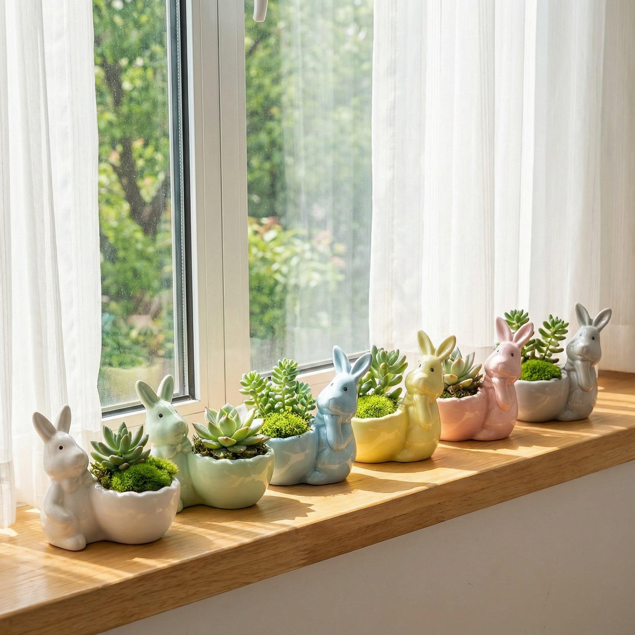 Spring Ceramic Pastel Easter Bunny Egg Holders