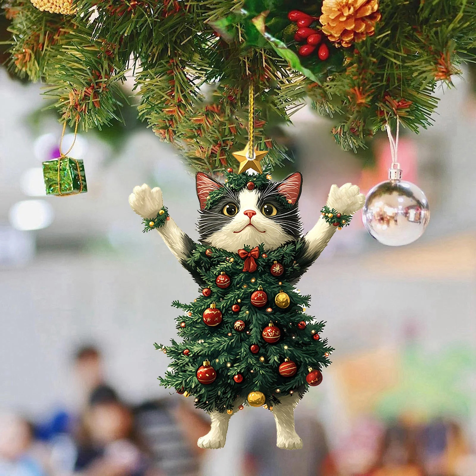 Cat Christmas Tree Ornament