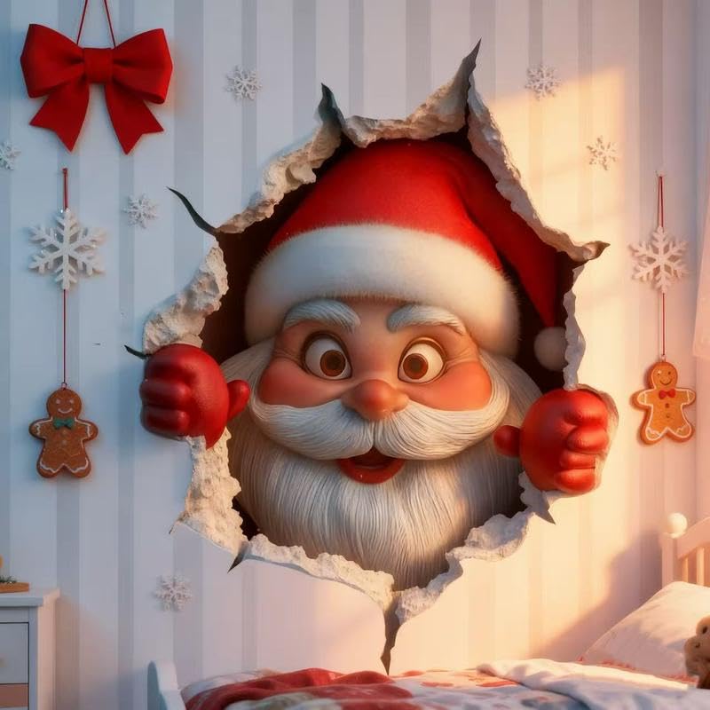 3 Pack 3D Santa Claus Christmas Wall Stickers