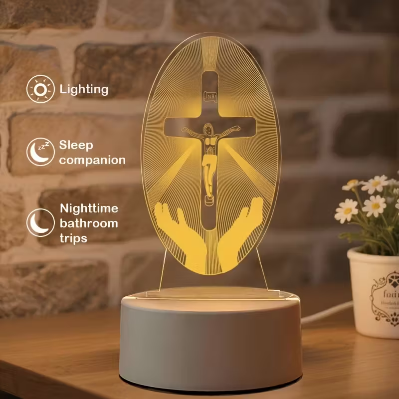 Christian Cross LED Night Light Acrylic Lamp