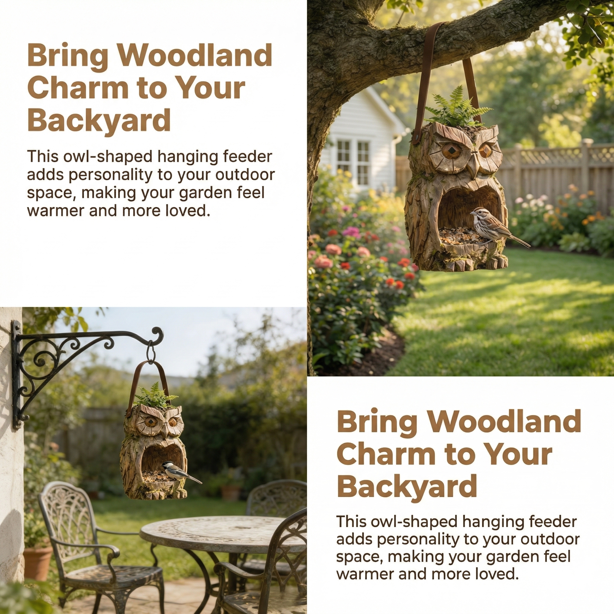 Woodland Owl Hanging Bird Feeder