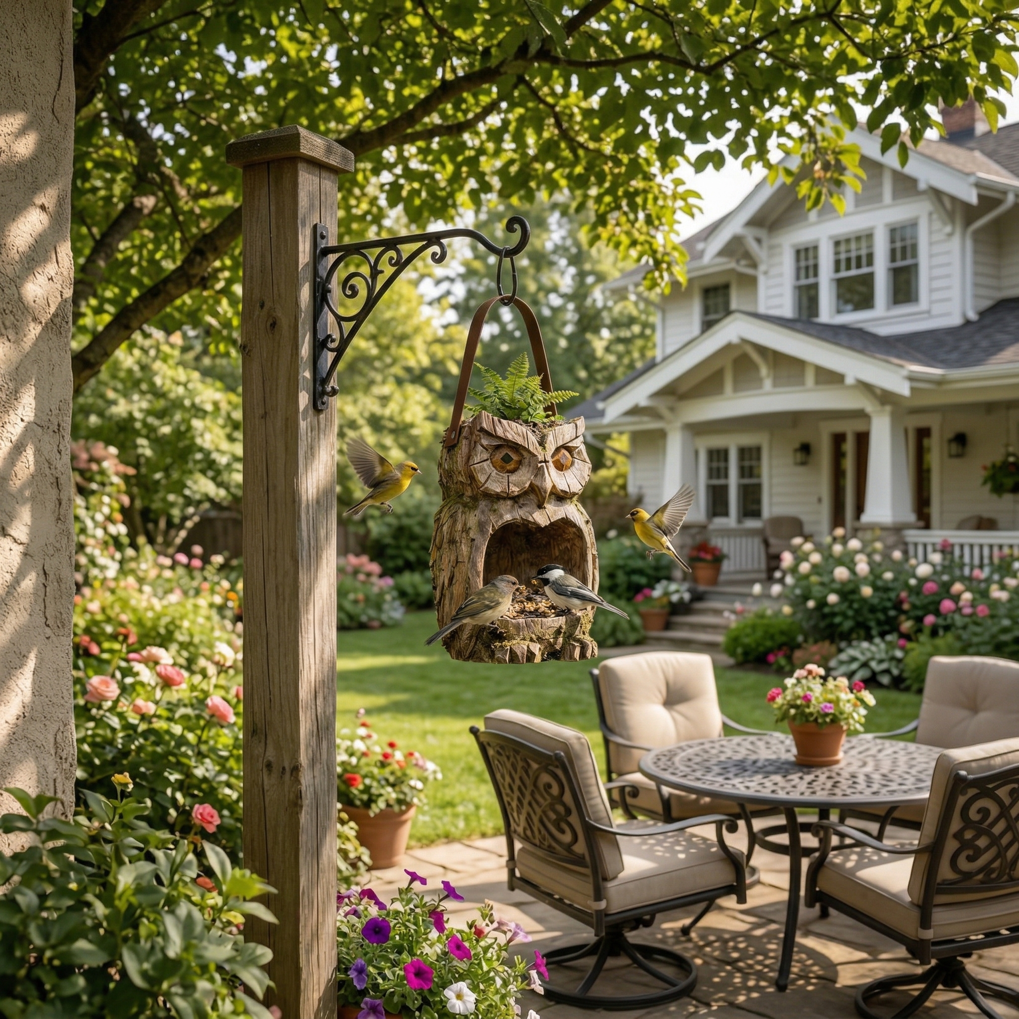 Woodland Owl Hanging Bird Feeder