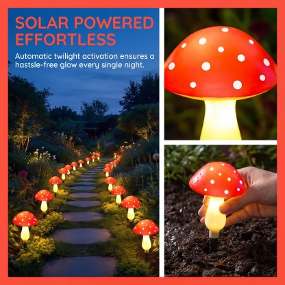 Solar Mushroom String Lights for Lawn – Pathway Lights (Set of 8)