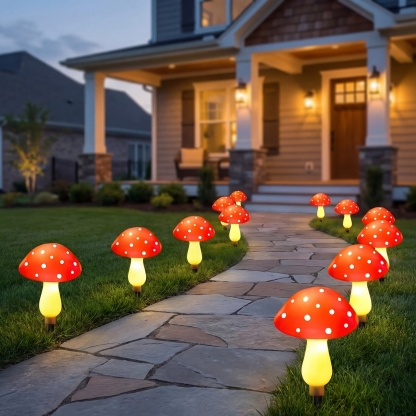 Solar Mushroom String Lights for Lawn – Pathway Lights (Set of 8)
