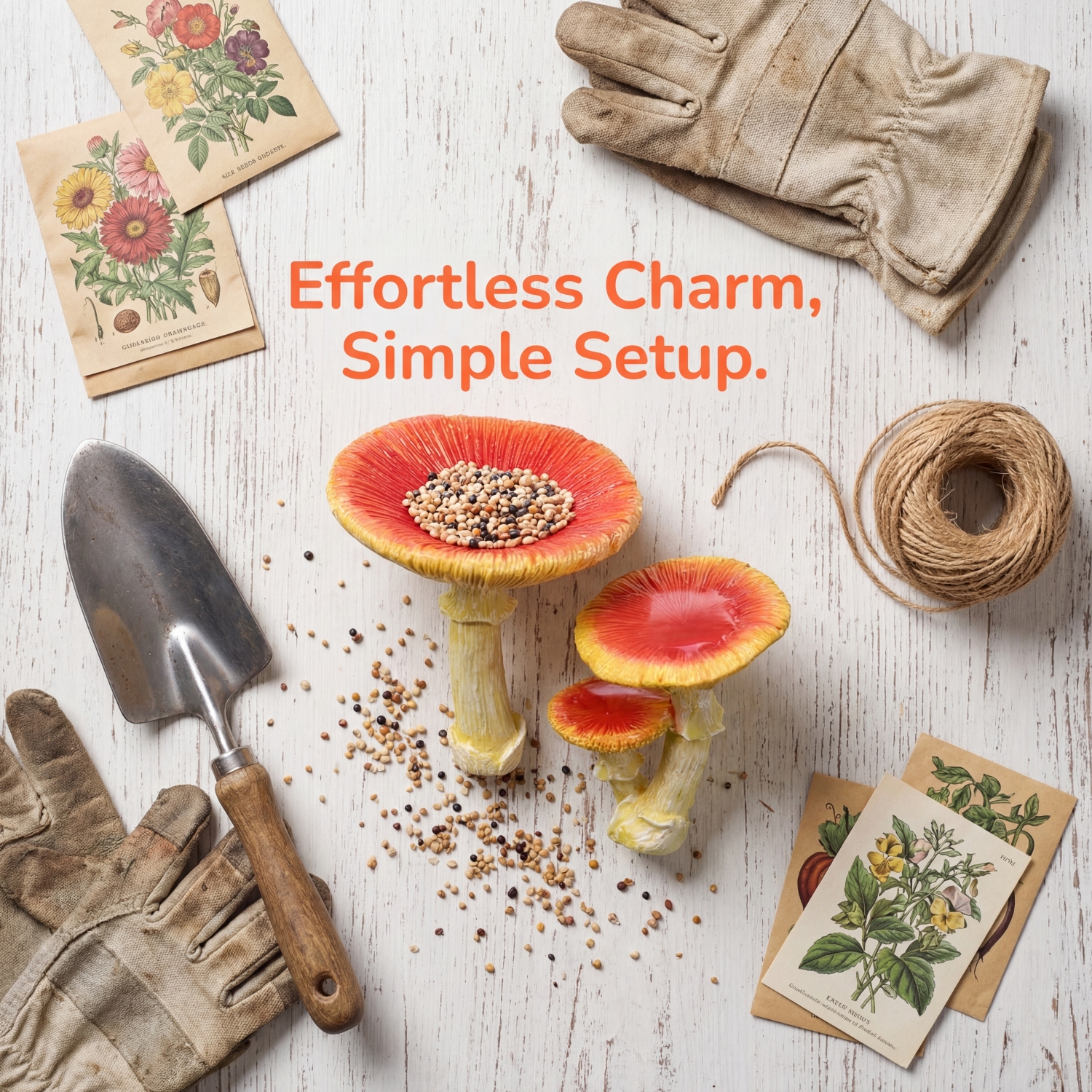 Whimsical Mushroom Bird Feeder for Garden Décor