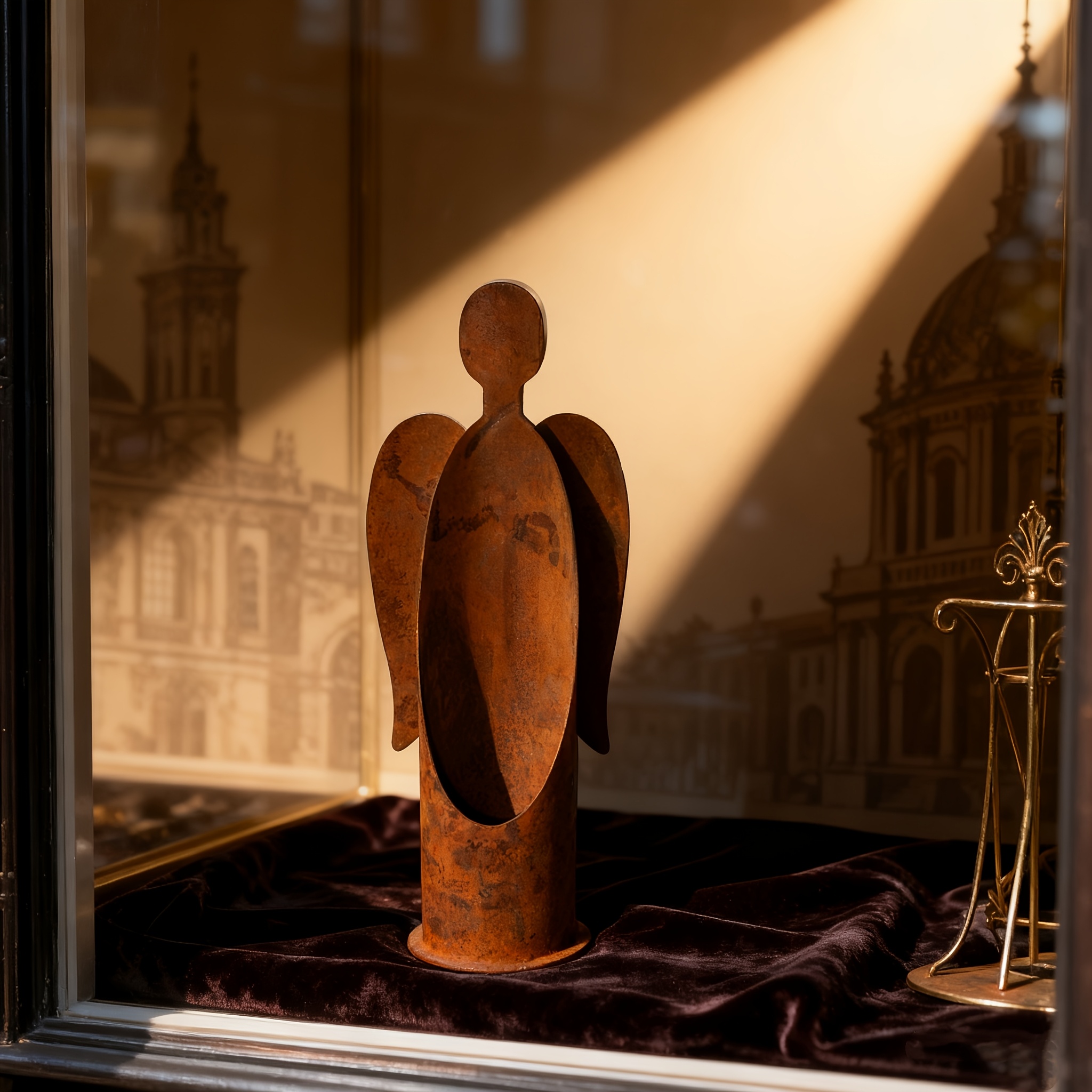 Rustic Metal Angel Garden Candle Holder or Plant Decor