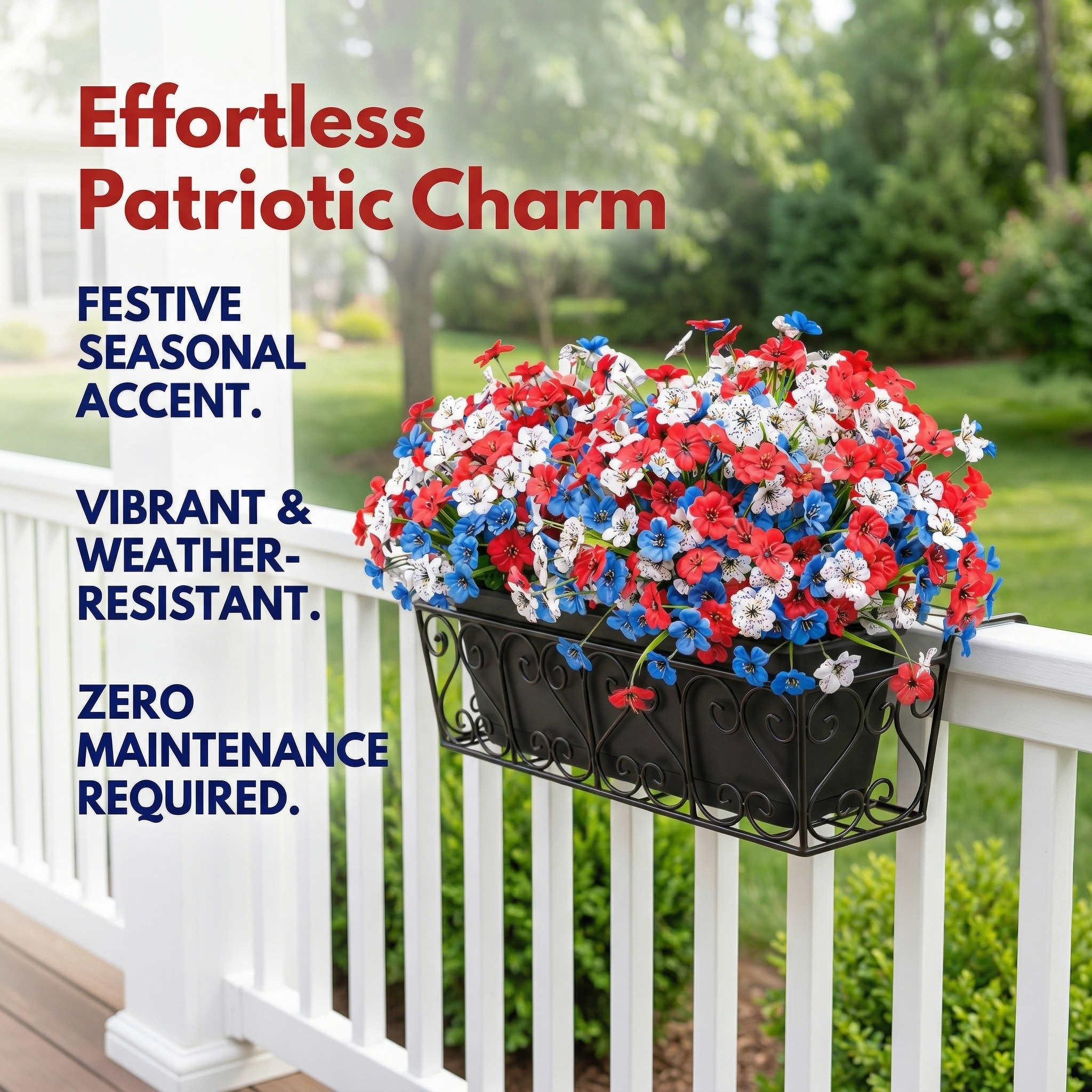 Patriotic Red, White & Blue Faux Floral Arrangement