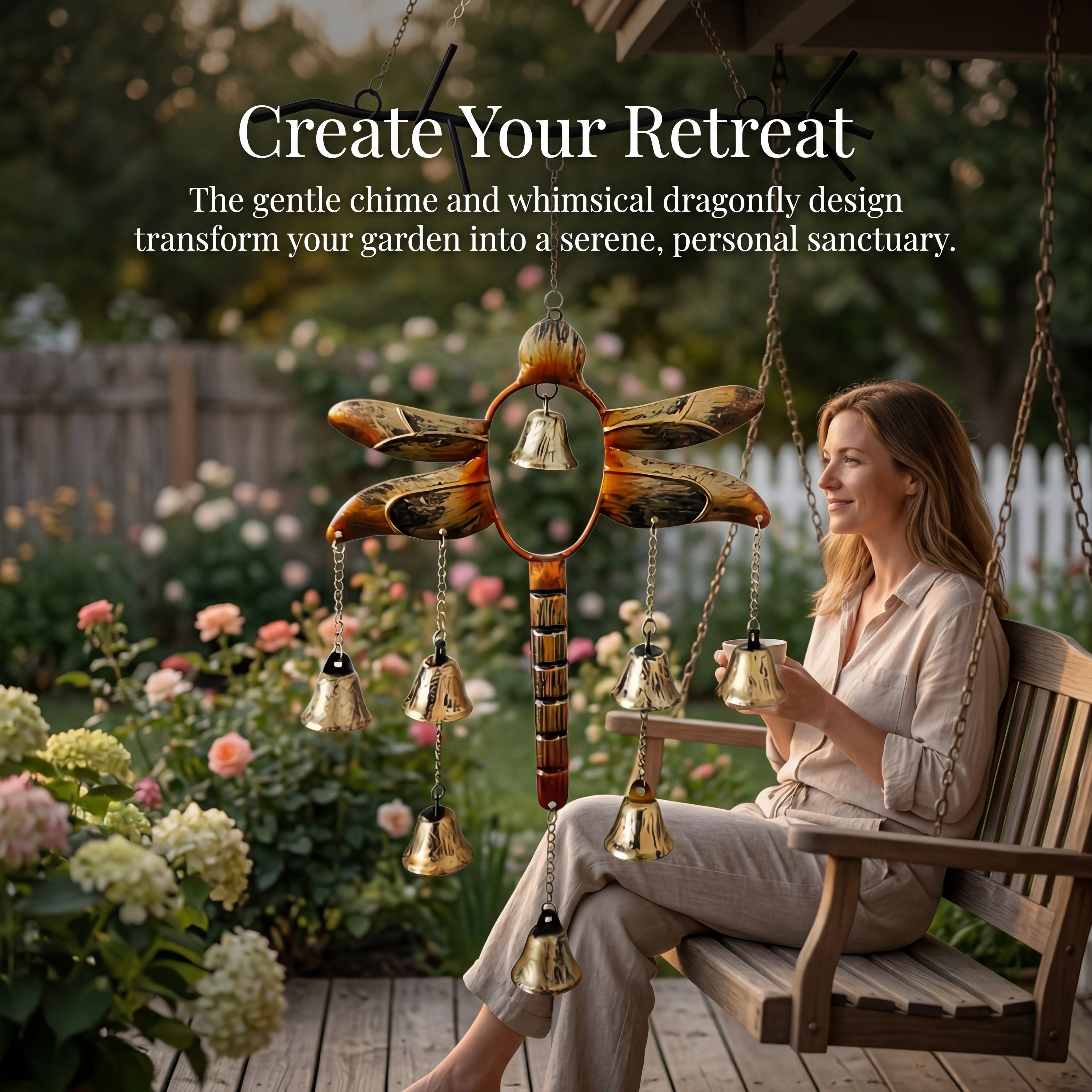 Rustic Dragonfly Bell Wind Chime