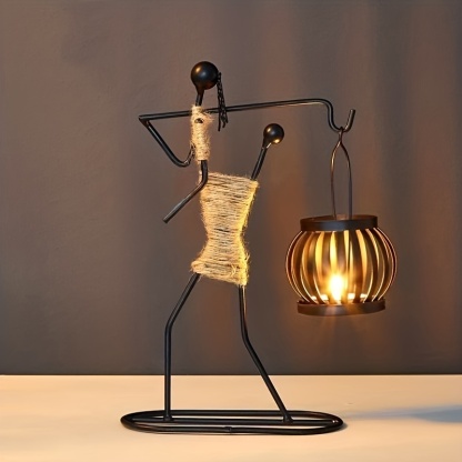 Handcrafted Metal Figurine Candle Holder Lantern