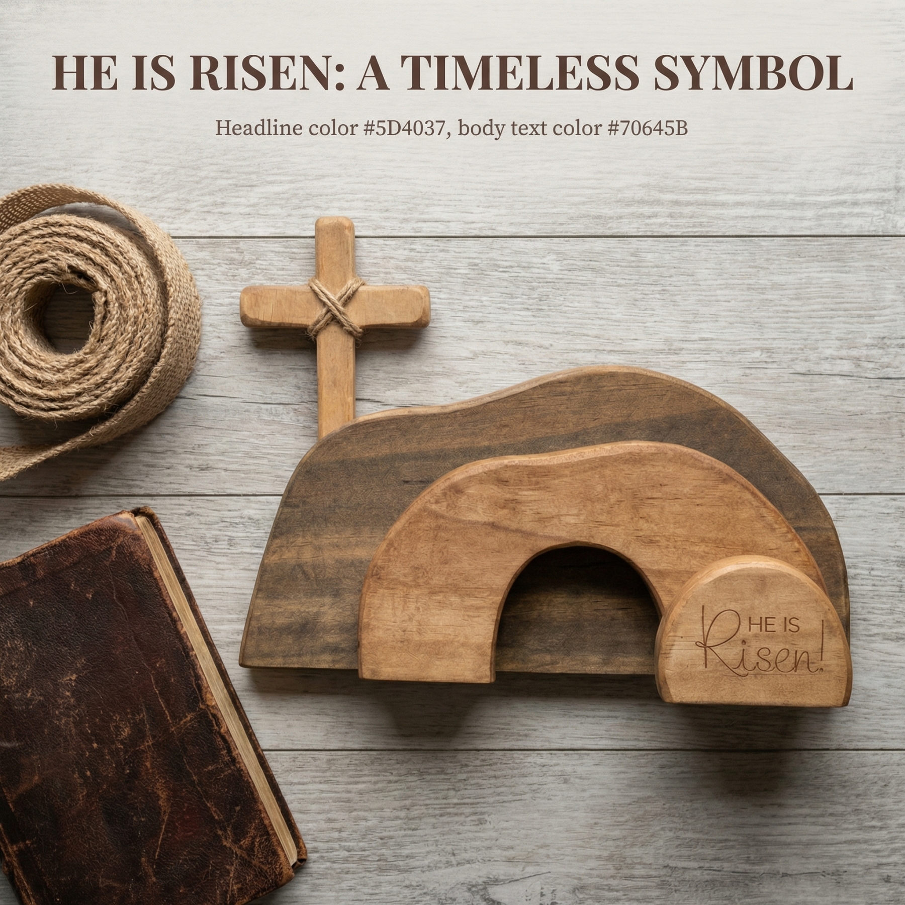 He Is Risen Wooden Cross & Empty Tomb Display