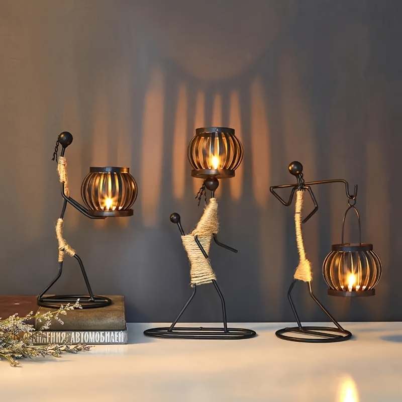 Handcrafted Metal Figurine Candle Holder Lantern
