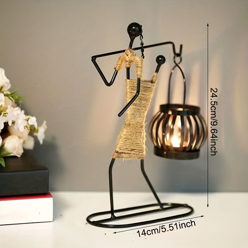 Handcrafted Metal Figurine Candle Holder Lantern