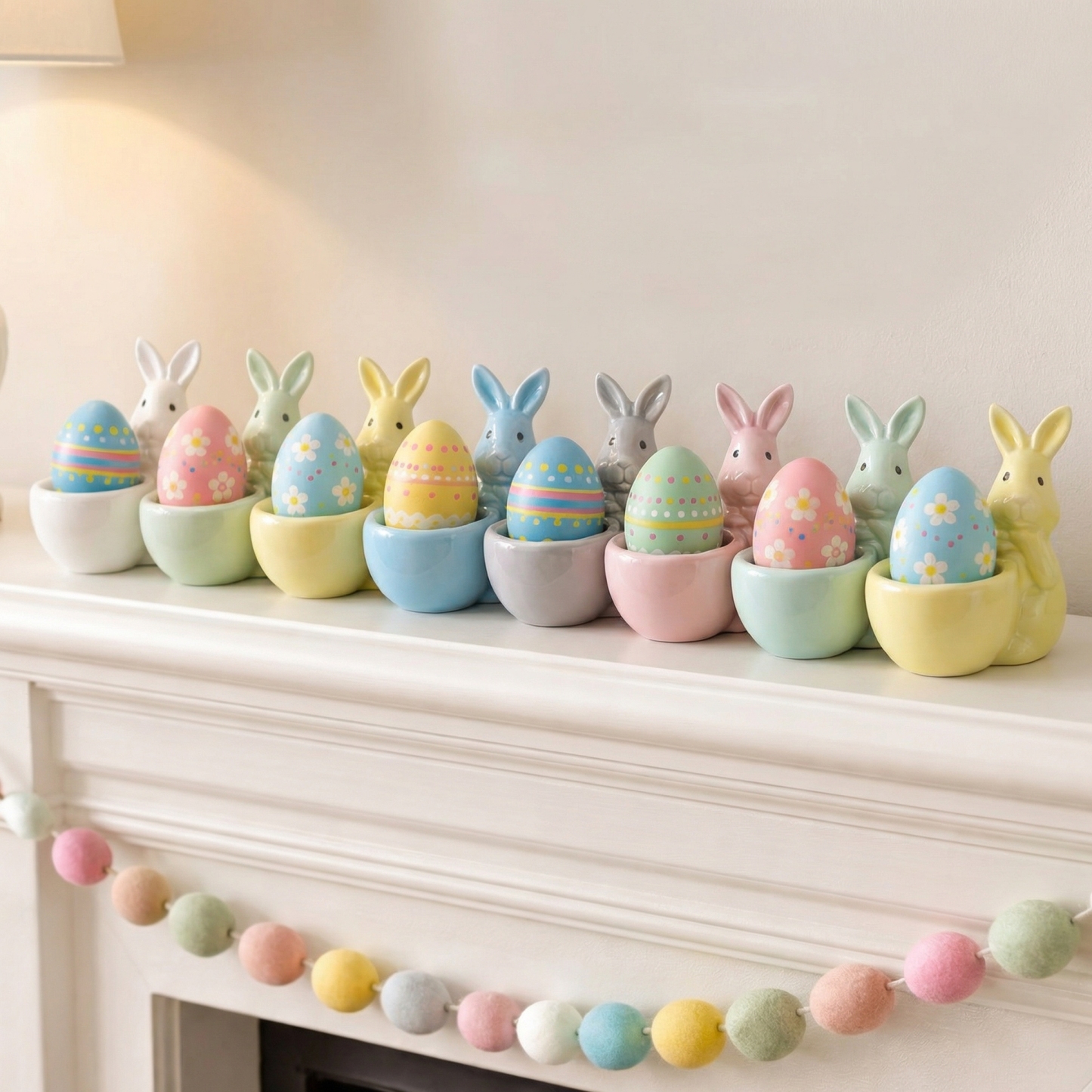 Spring Ceramic Pastel Easter Bunny Egg Holders