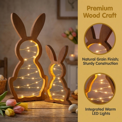 Rustic Wooden Bunny LED Tabletop Lights