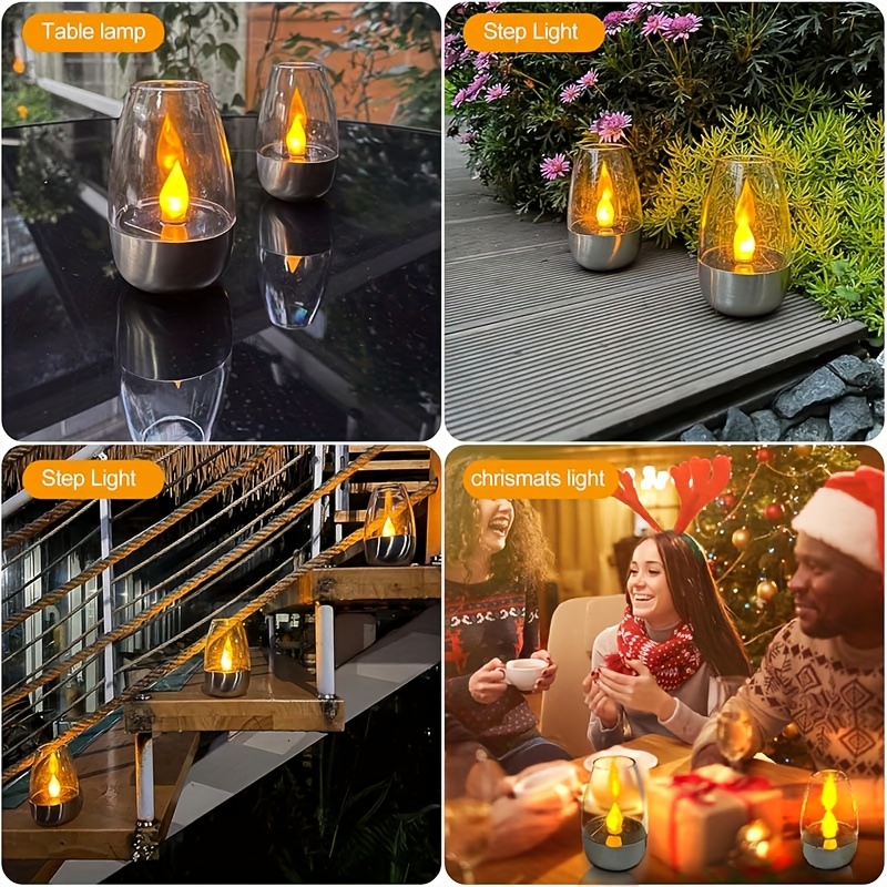 4-Pack Solar Flickering LED Candle Lights