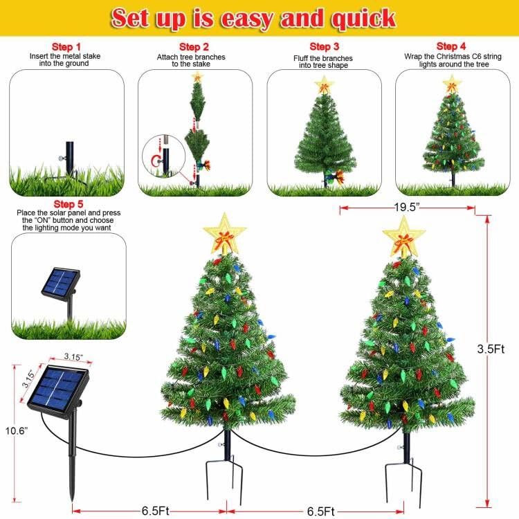 Pre-Lit Christmas Tree with 100 Multicolor LED Solar Lights