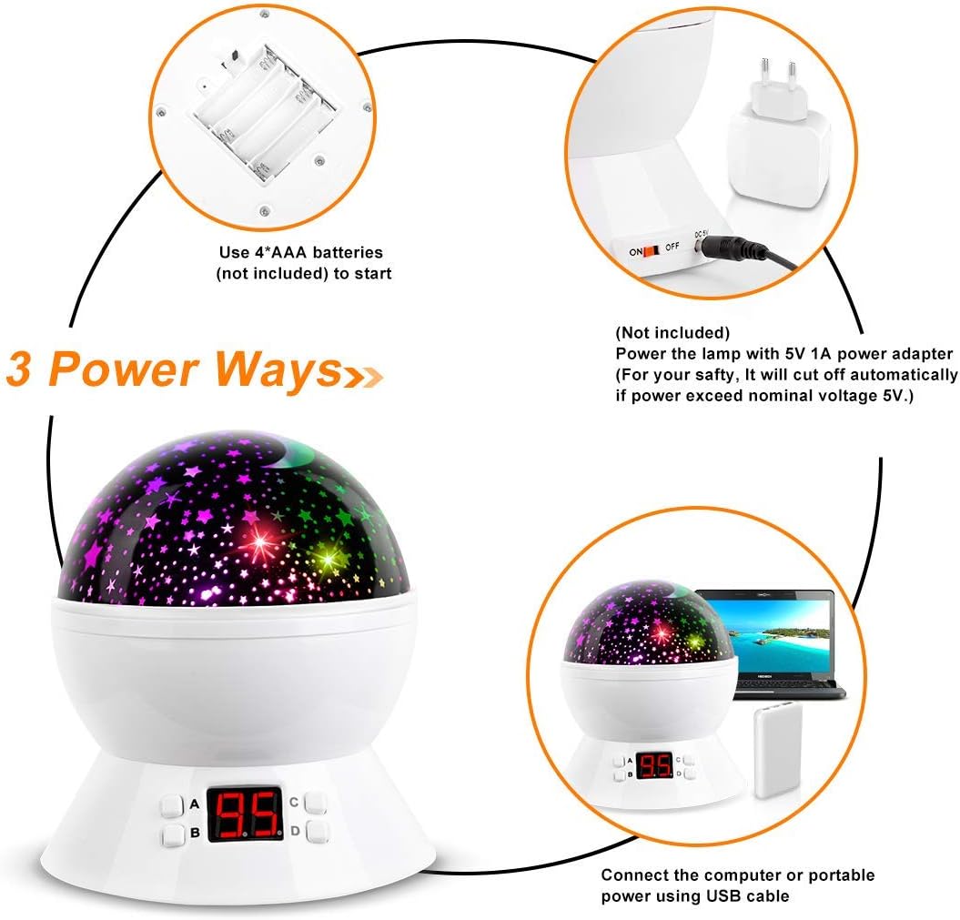 Snowflake Projector Night Light with Timer