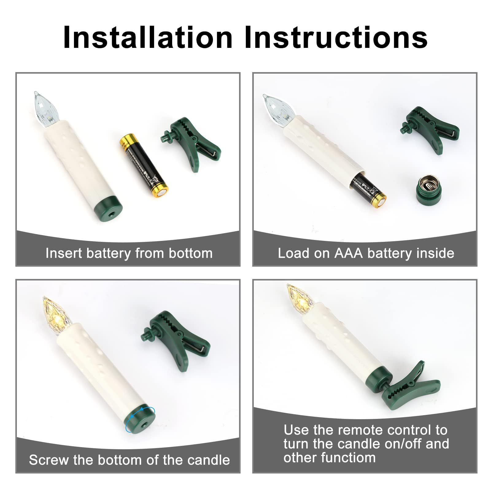 10 Pack LED Flameless Taper Candles with Remote & Removable Clips