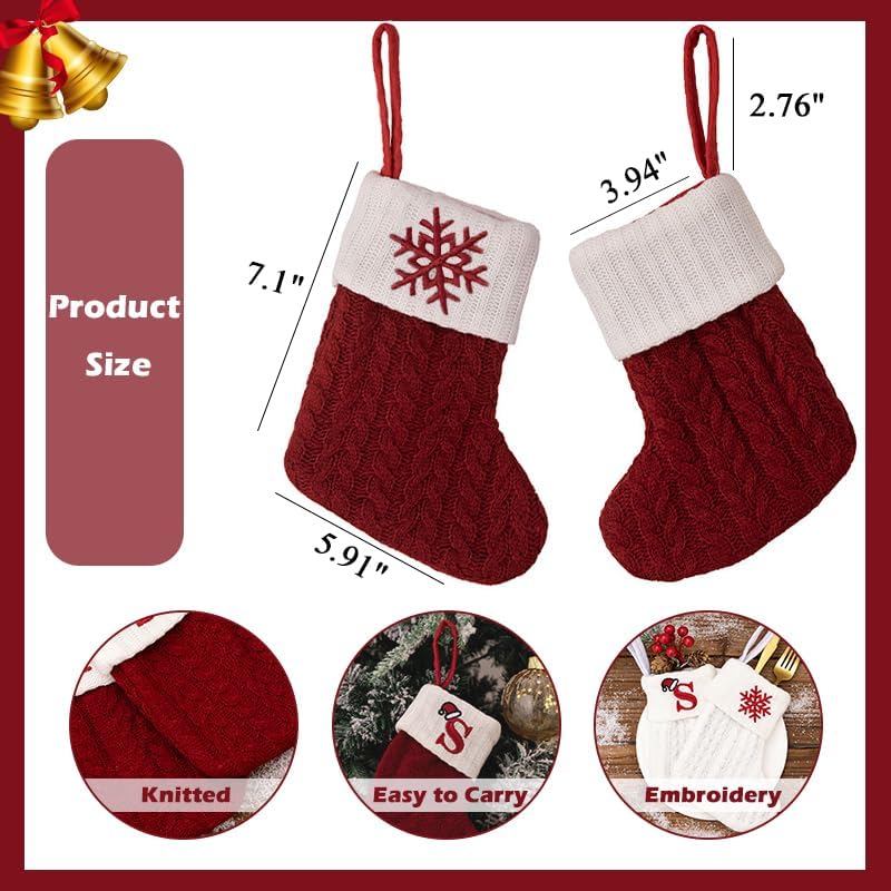 Knitted Christmas Stockings with Initial Embroidery