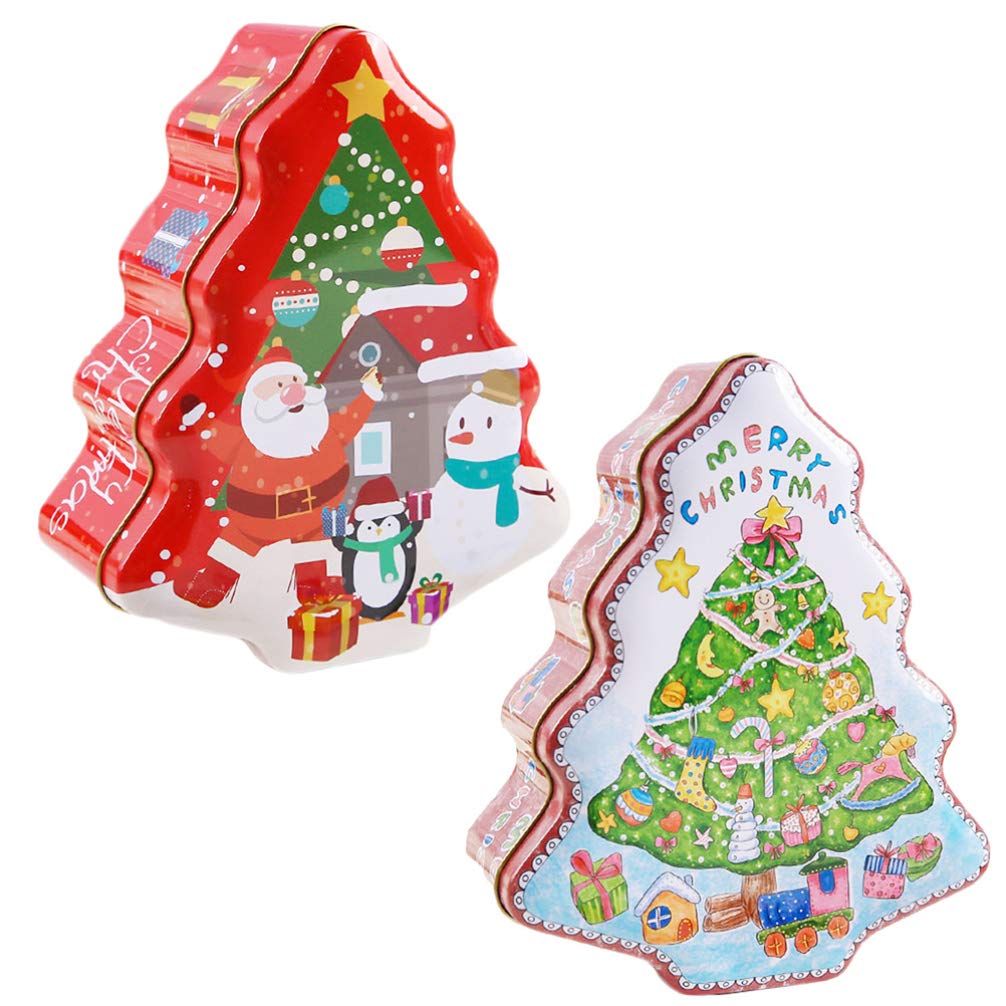 Festive Christmas Tree Gift Tin Boxes