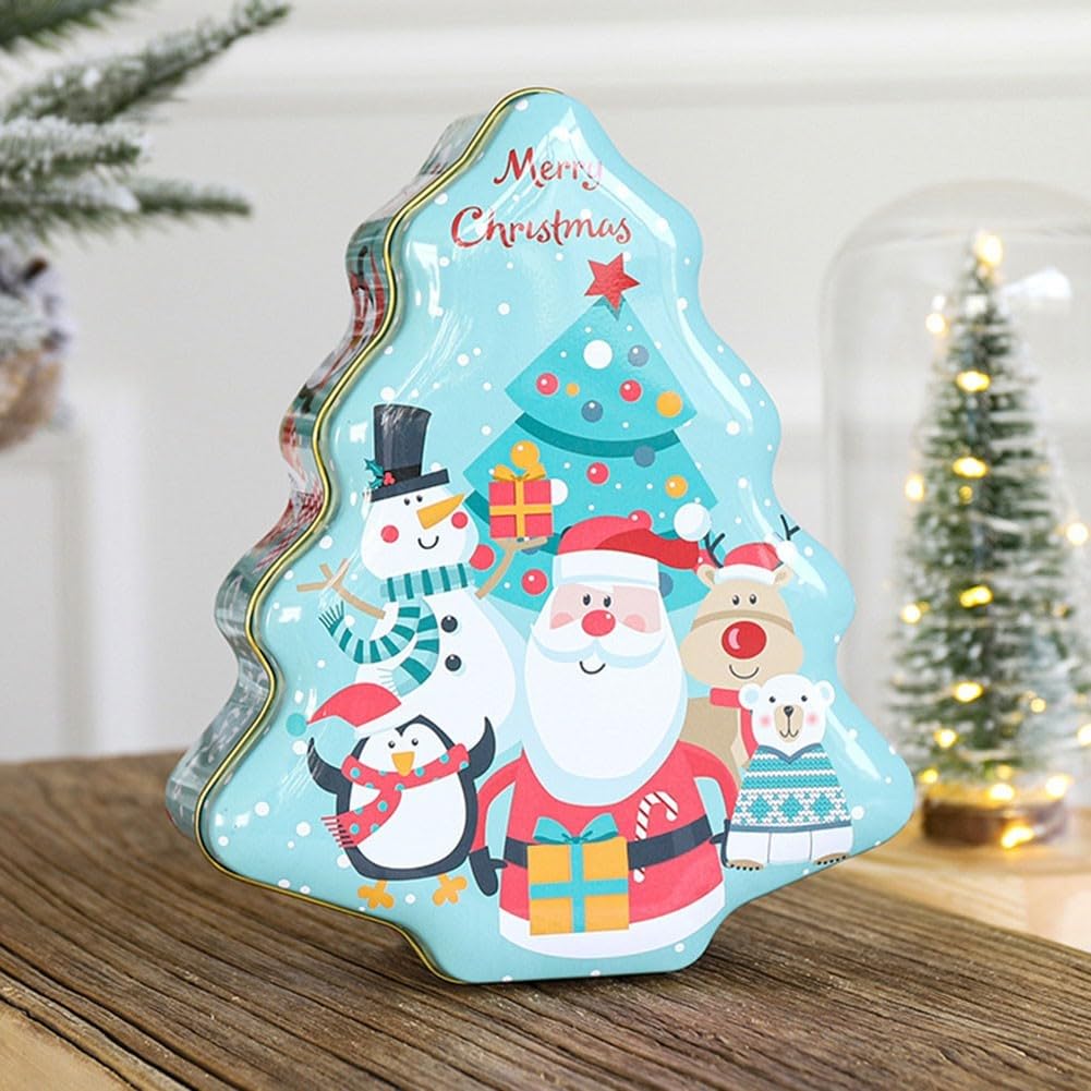 Festive Christmas Tree Gift Tin Boxes