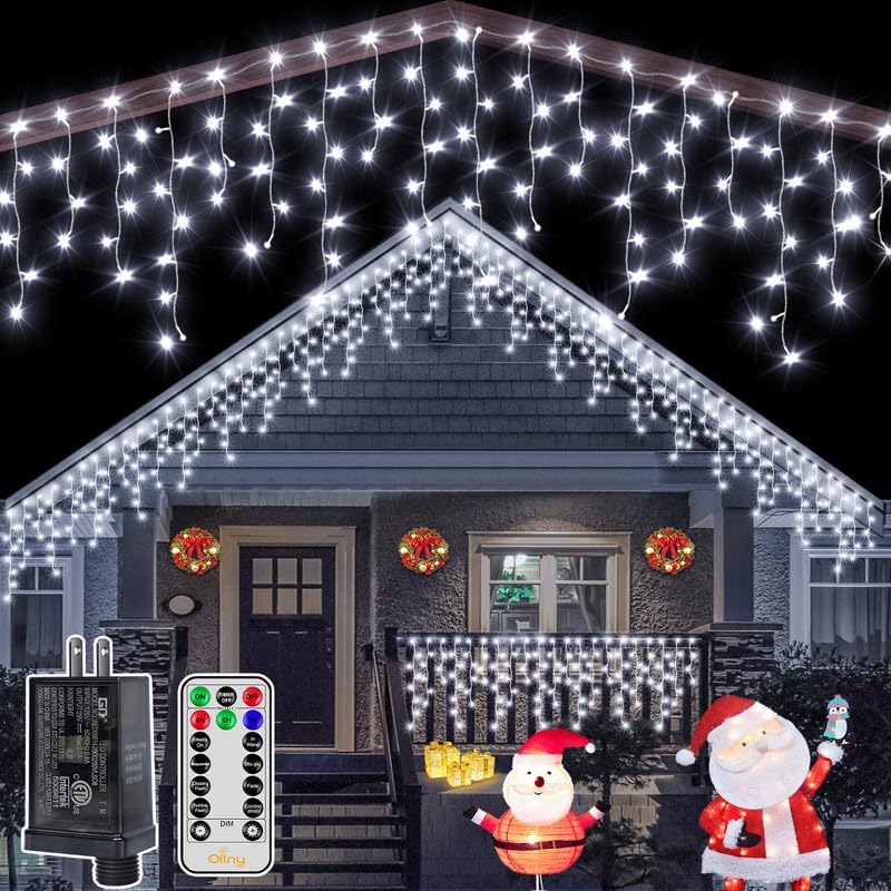 33 FT LED Christmas Icicle Lights with Remote
