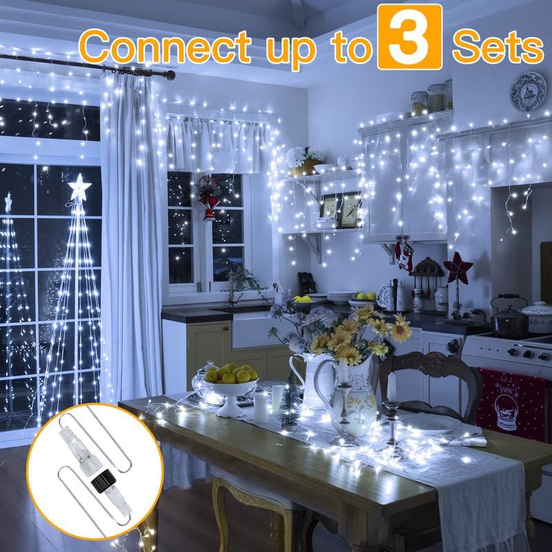 33 FT LED Christmas Icicle Lights with Remote