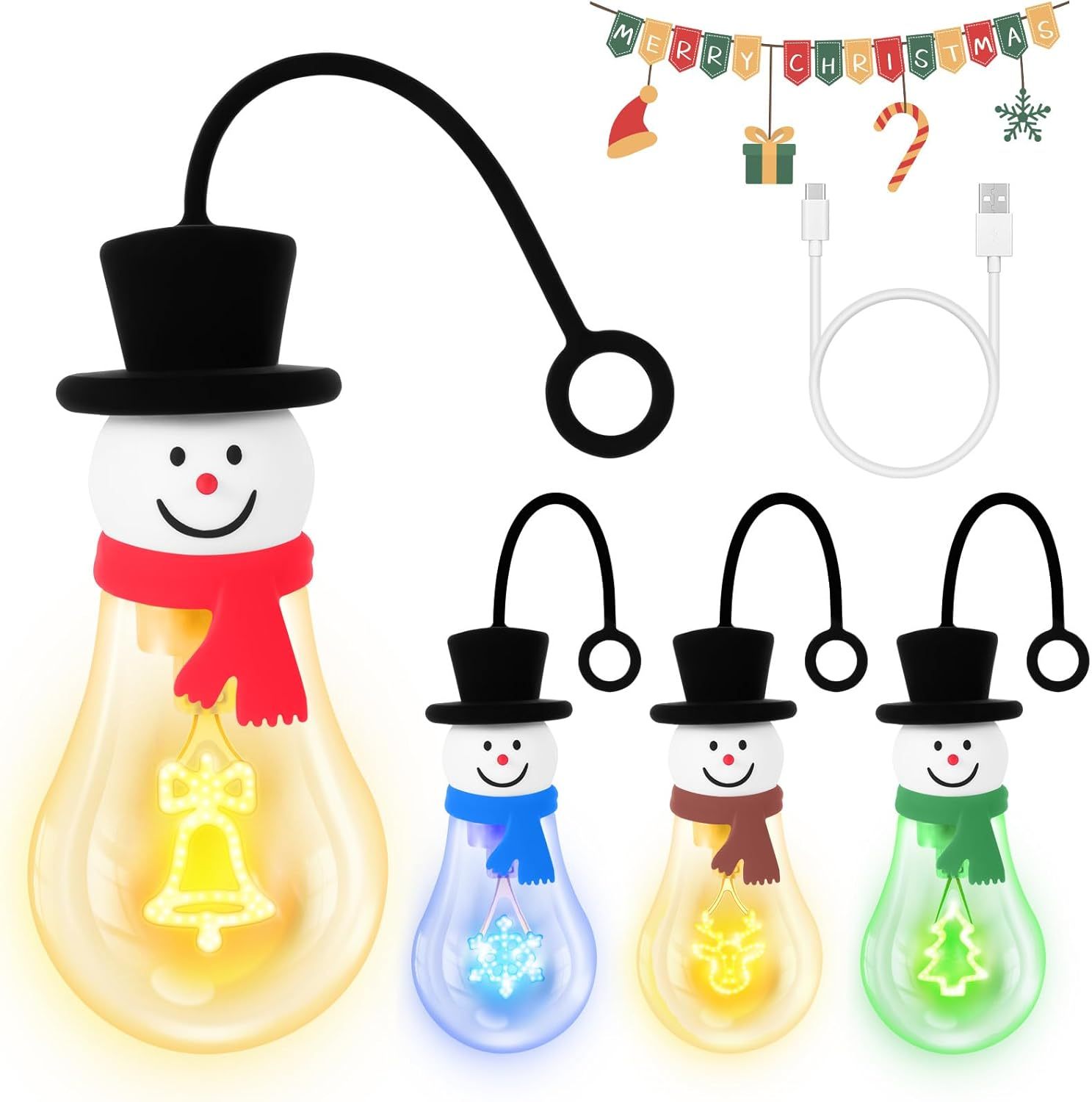 Christmas Snowman Bulb Light Hanging Night Light