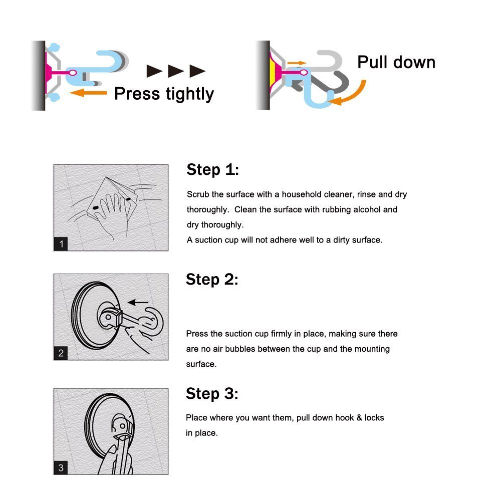 3-Pack Powerful Suction Cup Wreath Hooks for Windows & Glass Doors