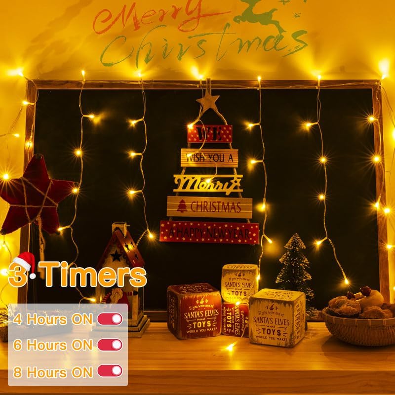 33 FT LED Expandable Christmas Icicle Lights with Remote