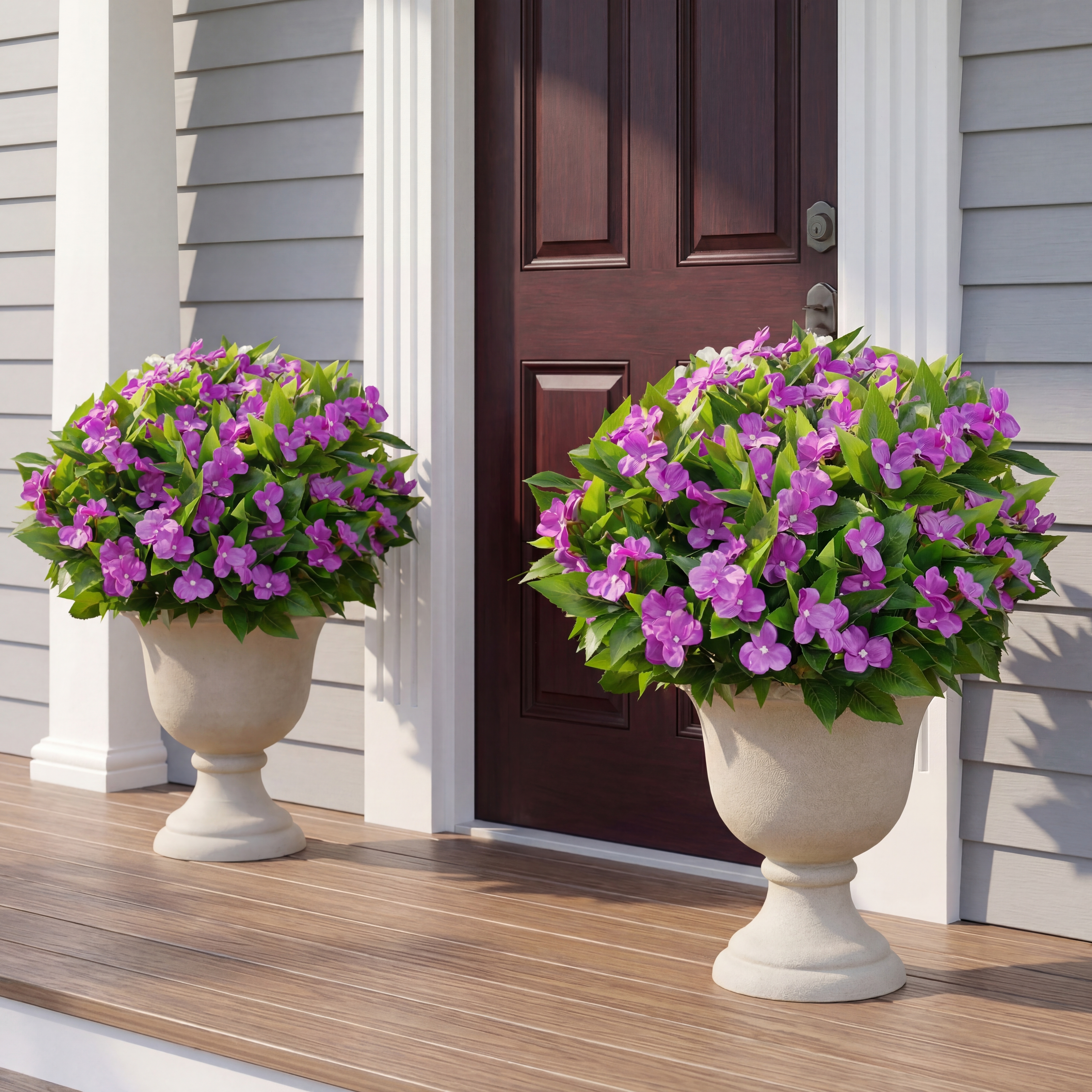 Full Bloom Impatiens Potted Flower Arrangement – 3 Pieces