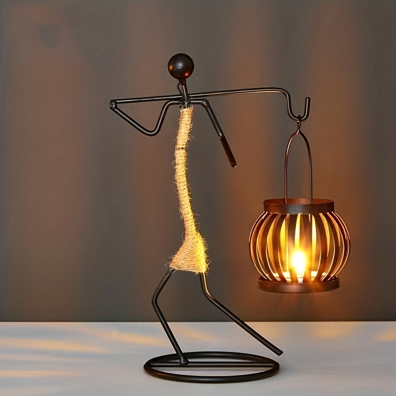 Handcrafted Metal Figurine Candle Holder Lantern