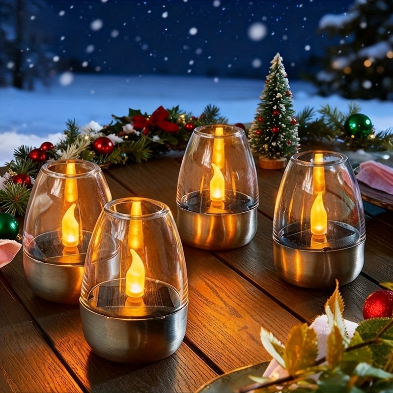 4-Pack Solar Flickering LED Candle Lights