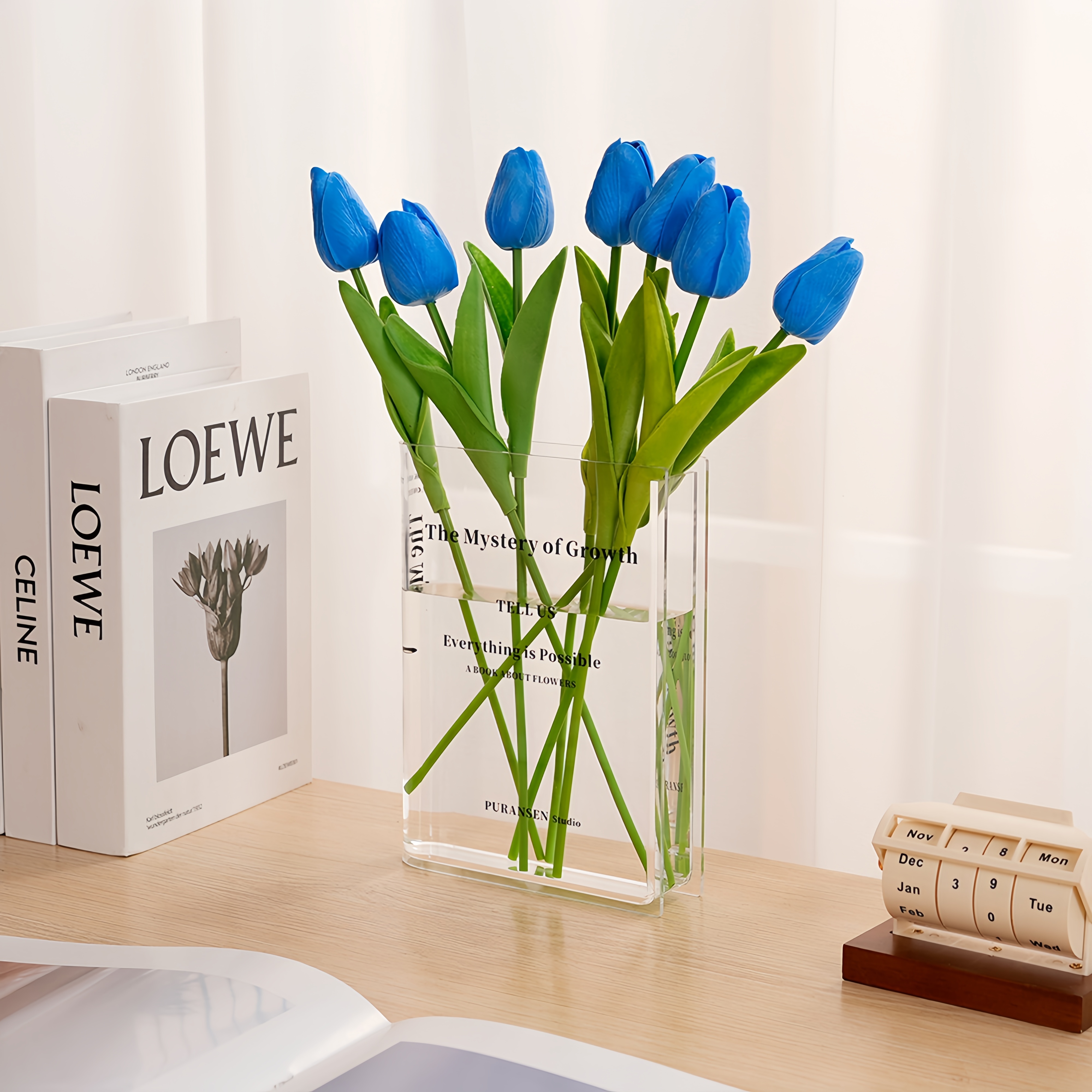 Clear Modern Bookend Acrylic Vase for Flowers