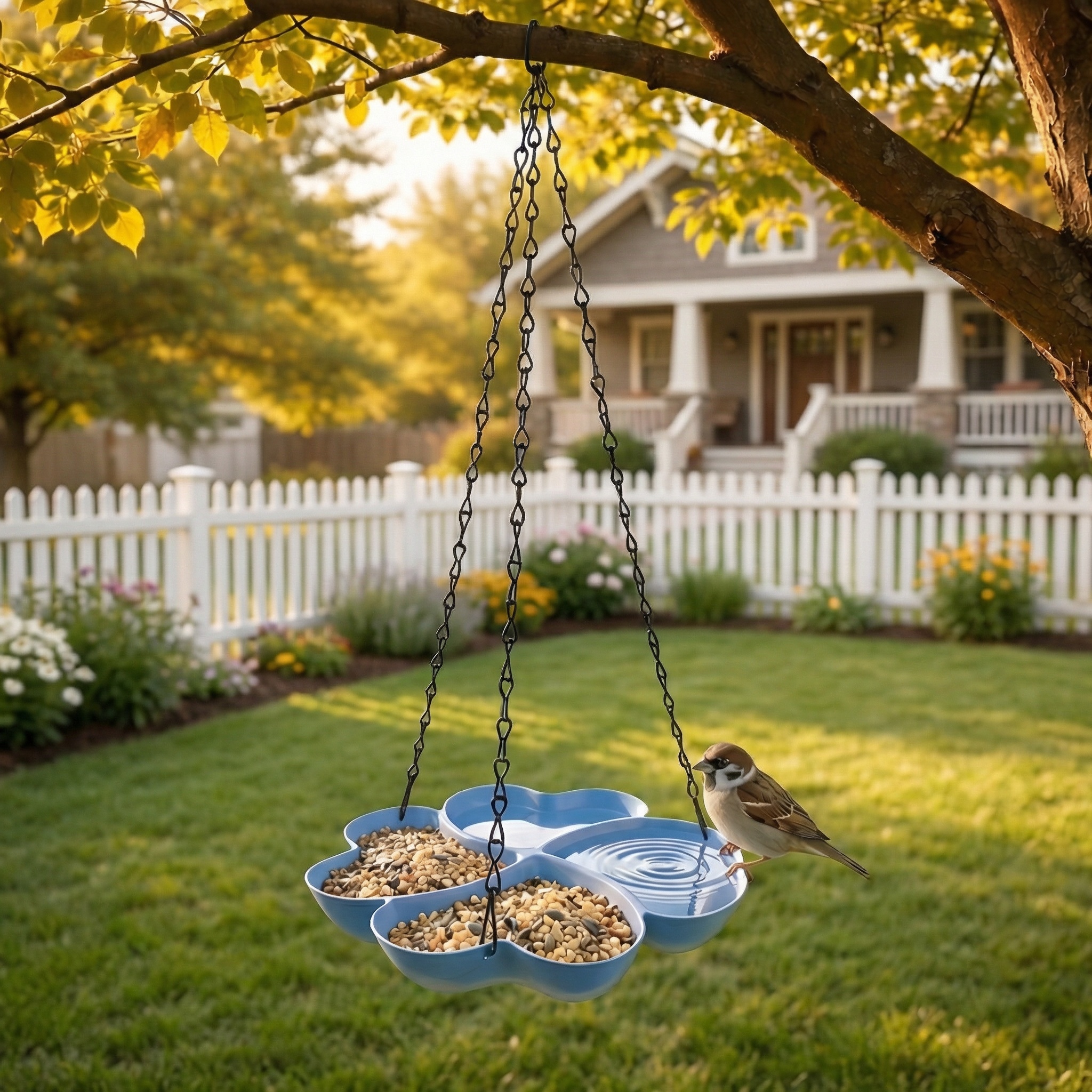 All-in-One Hanging Bird Feeder Tray