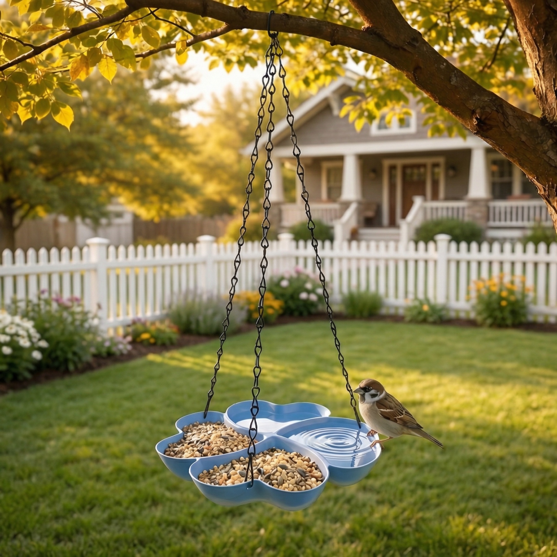 All-in-One Hanging Bird Feeder Tray