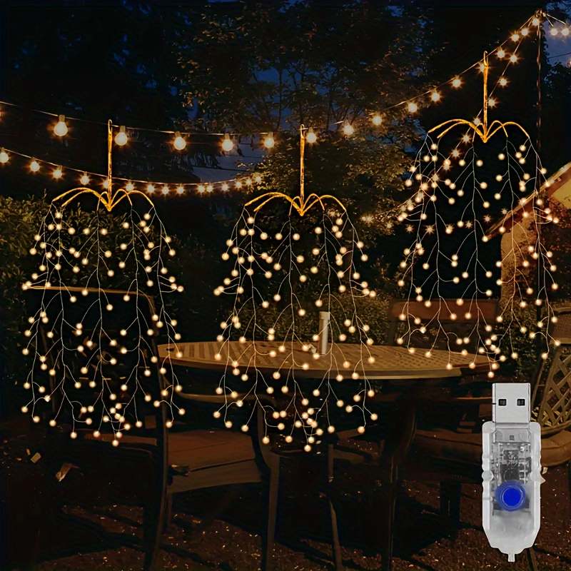 3-Pack Willow Hanging Fairy String Lights