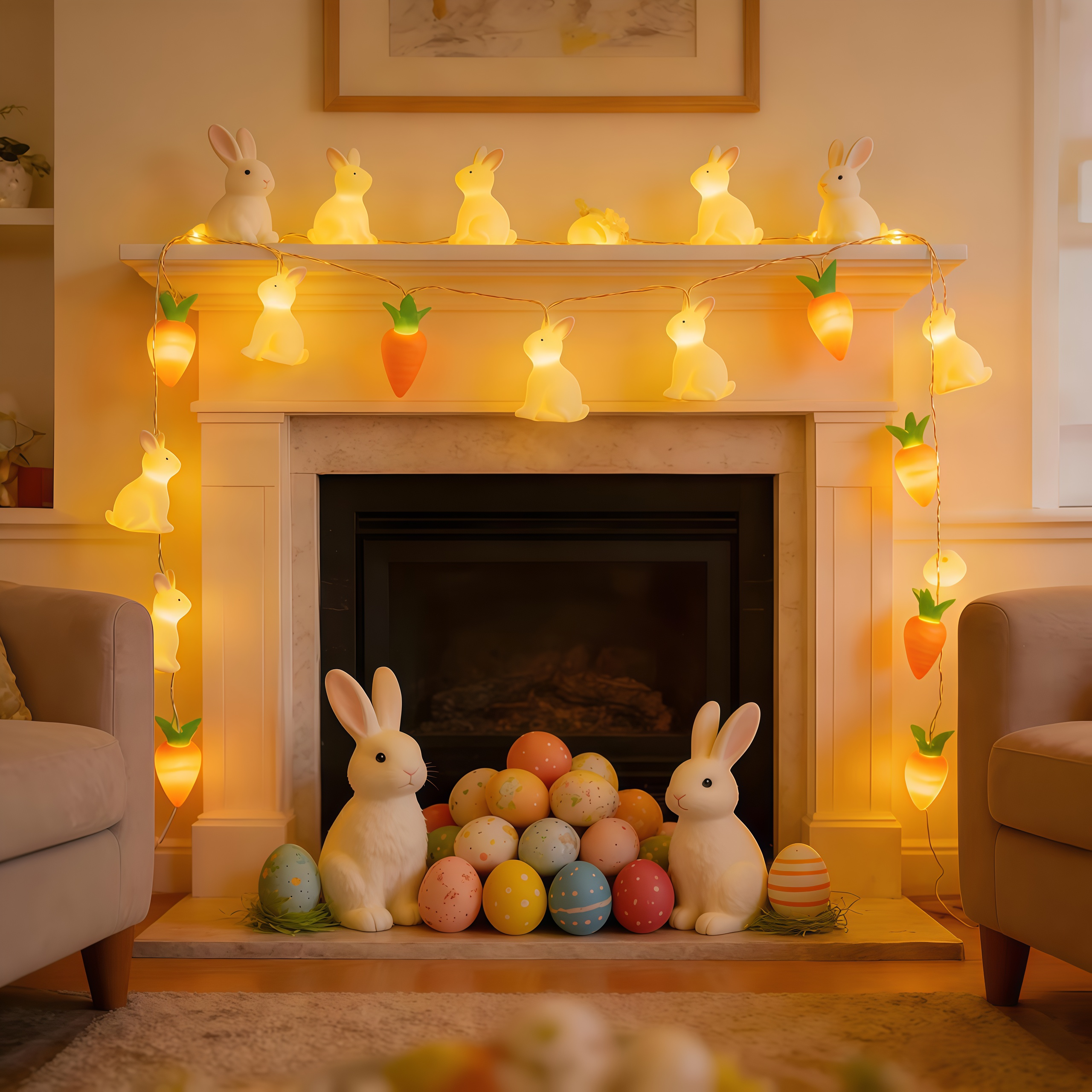 Bunny & Carrot Easter String Lights