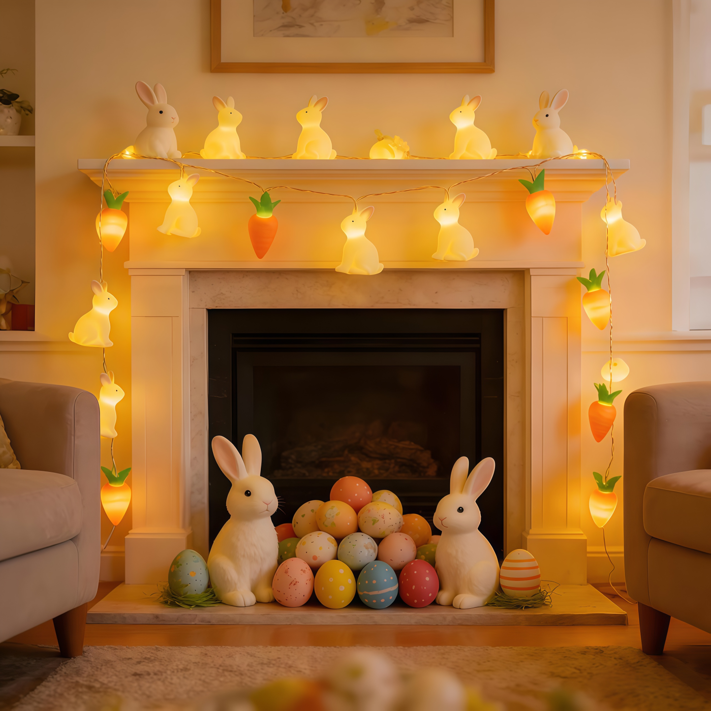 Bunny & Carrot Easter String Lights